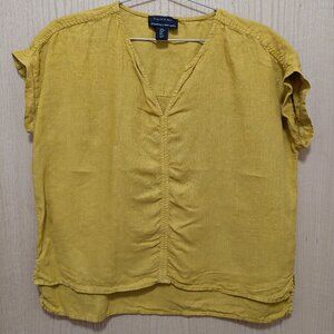 Linen Mustard Boxy Top Tahari Medium